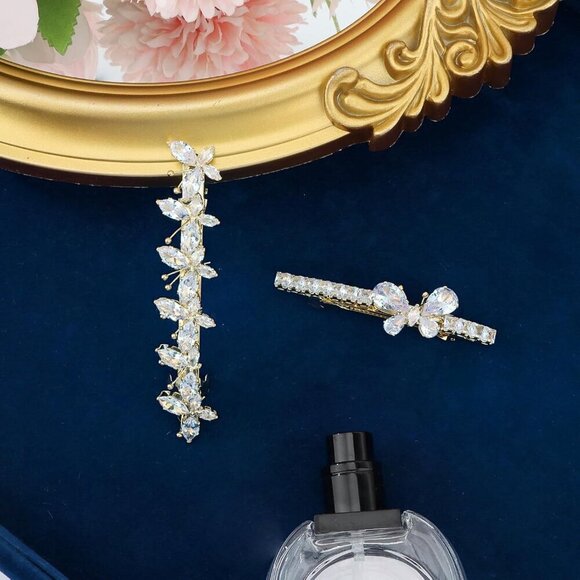 Gold Rhinestone Butterfly Hair Clips for Women Elegant Bridal Hair Accessories main image 7